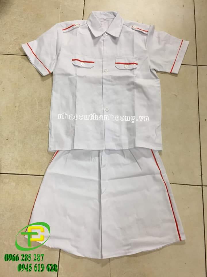 ĐỒNG PHỤC NGHI THỨC VÁY, quần áo nghi thức đội ( áo cộc tay + váy)