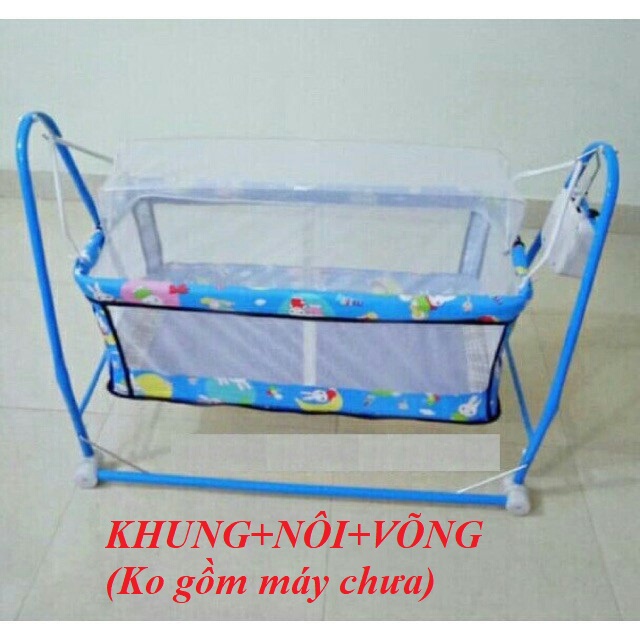 Nôi 2 trong 1 cho bé (sp có khung +màn +nôi+võng chưa có máy đưa )