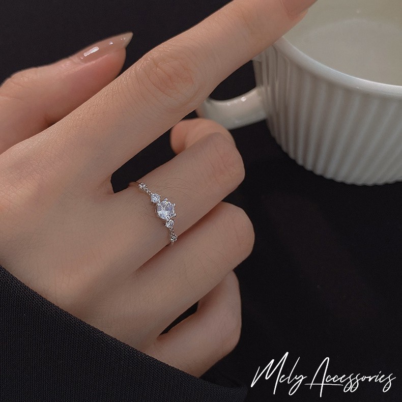 Nhẫn đính đá tinh tế đơn giản dành cho nữ - Mely B82