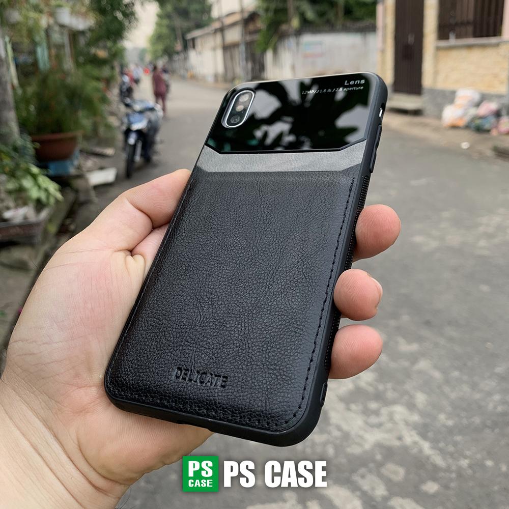 Ốp lưng da kính cao cấp dành cho iPhone X / iPhone XS - Màu đen - PS Case Phân Phối