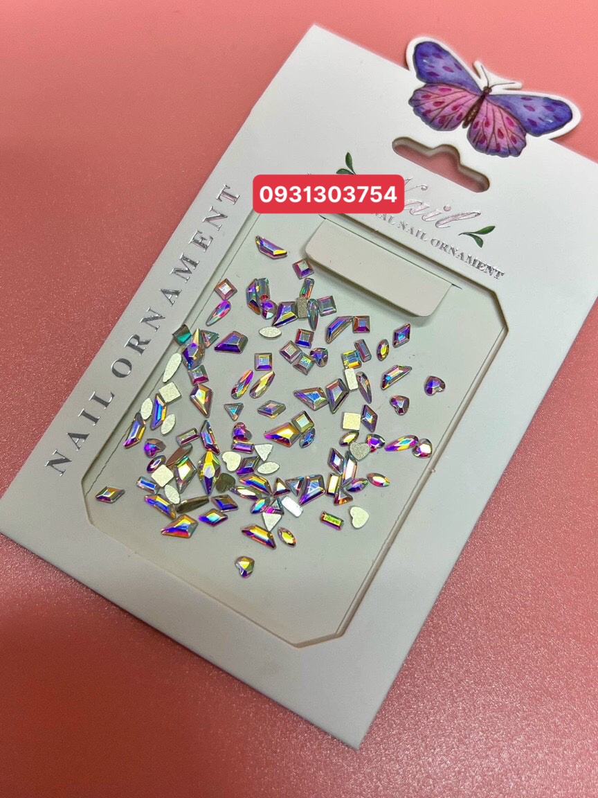 Đá chân bằng mix mẫu ,đá trang trí móng size nhỏ mix mẫu ,trắng ,ab túi 100v - nail937