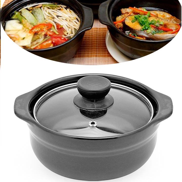Nồi đất tràng thạch kho thịt cá 2.5 lít nắp kiếng lòng sâu