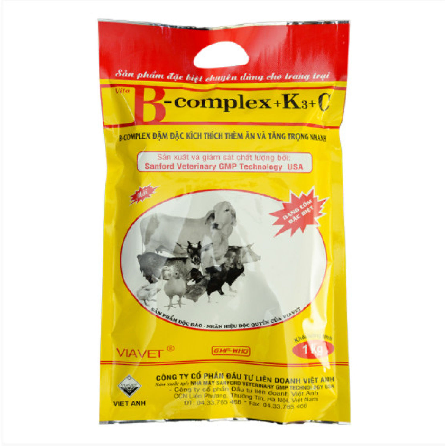 Bcomplex+k3+c thuốc bổ dạng cốm siêu tan túi 1kg dùng trong thú y