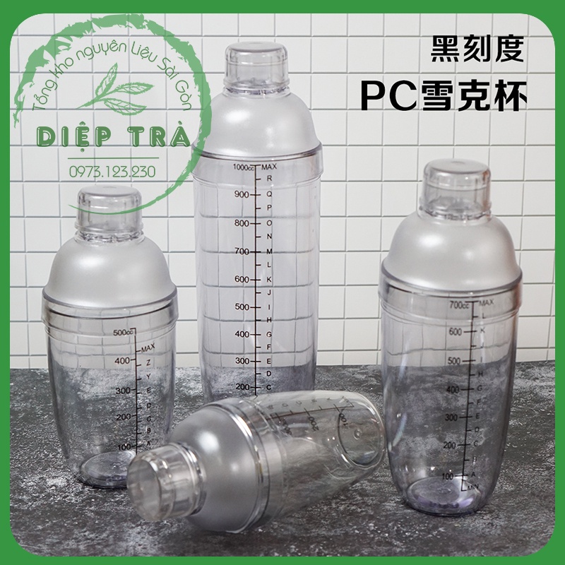 Bình lắc shaker 500ml/700ml/1000ml dày, chia vạch đen