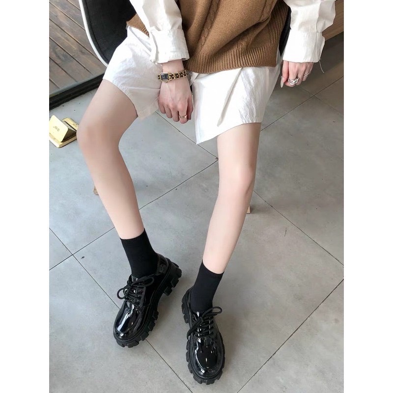 Bốt nữ da bóng cổ thấp phong cách hàn quốc