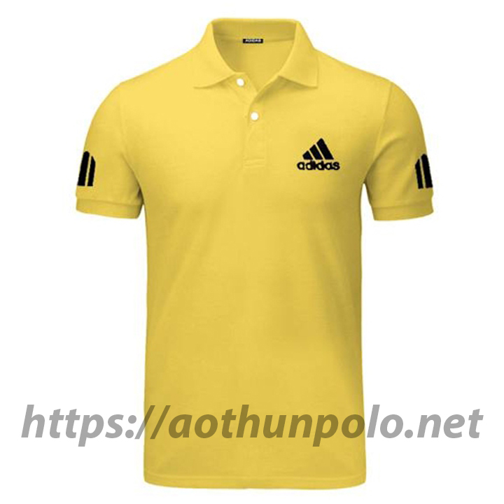 Áo thun có cổ nam thêu logo Adidas