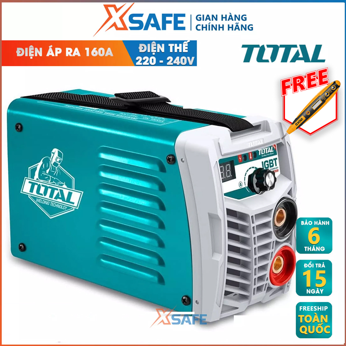 Electronic welding machine 160A total TW21606 bundled 1 included South 1 included Max 1 broom and 1 solder mask. Welding machine Total have voltage output maximum 160A, voltage no-load 85V, genuine warranty 6 months-distribution genuine xsafe