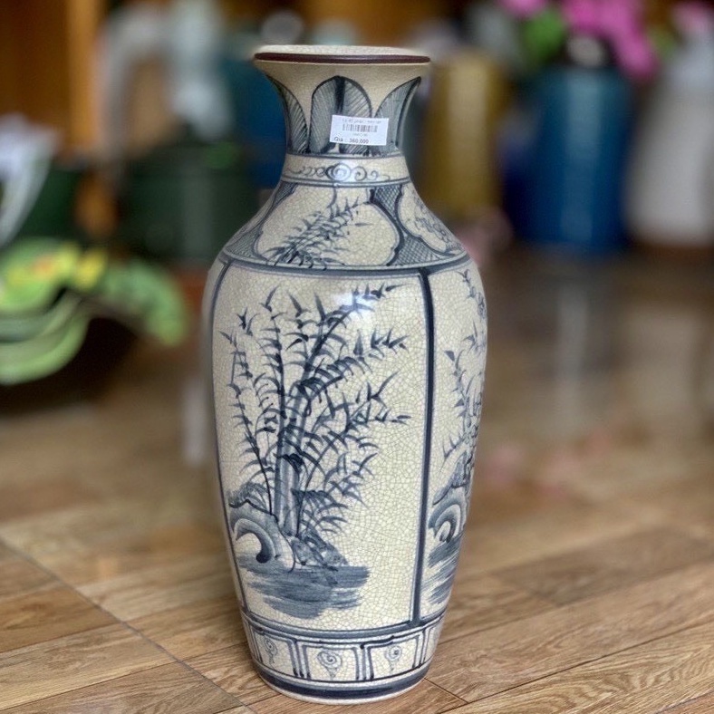Lọ hoa men rạn giả cổ = gốm sứ bát tràng