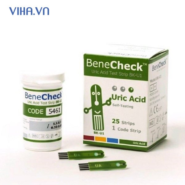 Que thử Acid Uric - Phụ kiện máy đo đường huyết Benecheck Plus (25 que) Que thử Acid Uric cao cấp