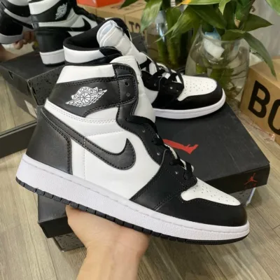 Giày Sneaker Jordan 1 Panda cao cổ, Giày thể thao JD1 đen trắng cổ cao nam nữ hàng cao cấp full box bill