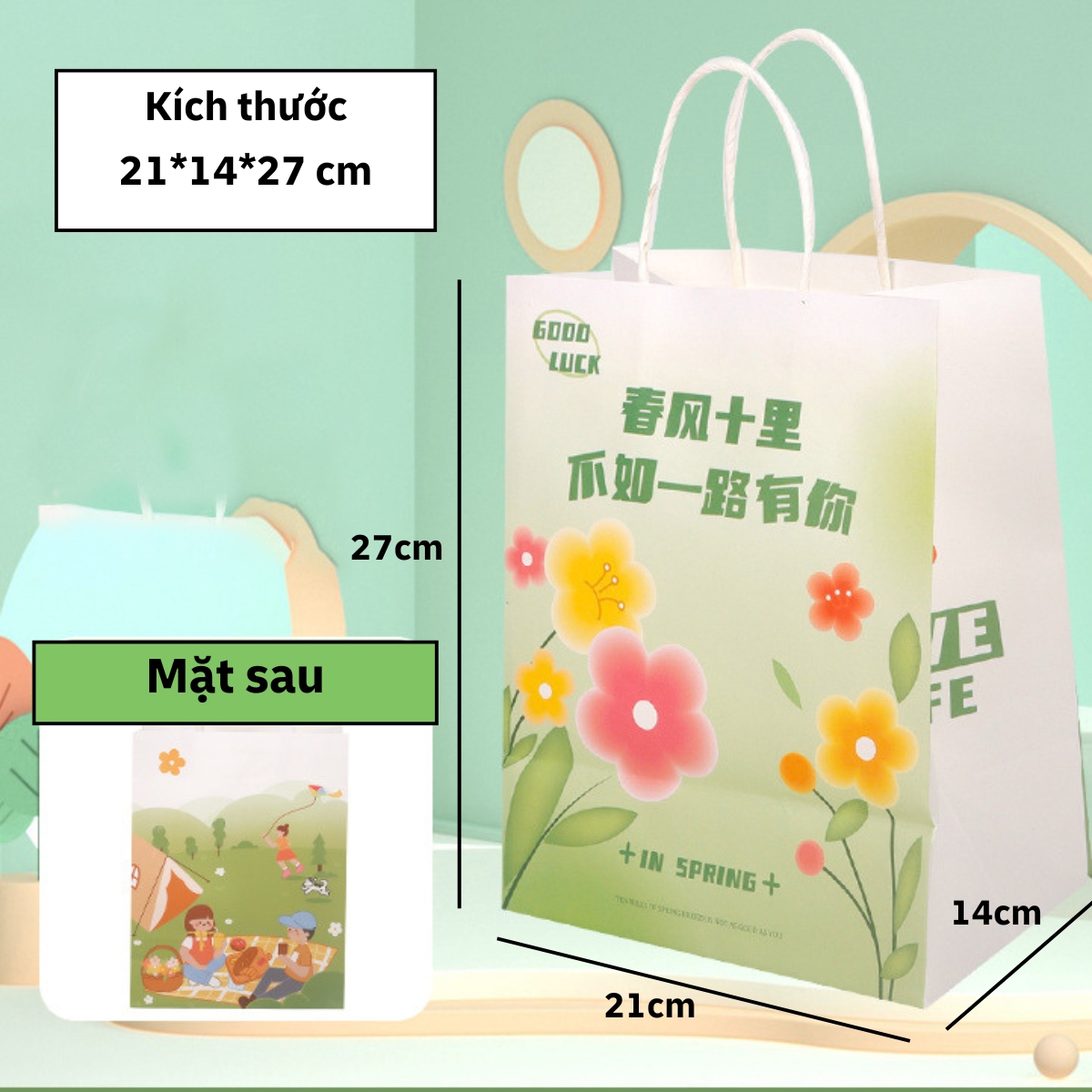 Bag gift lovely have hand handbag style ins style paper bag Korean Kraft-bag paper Cartoon