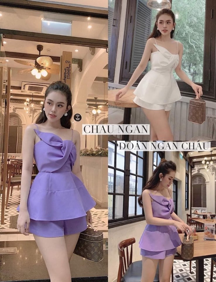 Sét Bộ 2 Dây Bèo Nơ Ngực ( Có Mút ) Thời Trang Nữ