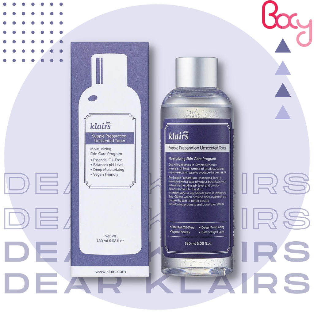 Nước hoa hồng không mùi klairs toner 180ml