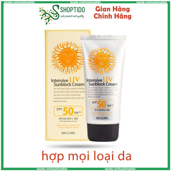 Kem chống nắng 3w Clinic Intensive UV Sunblock Cream SPF 50 Pa+++ cao cấp