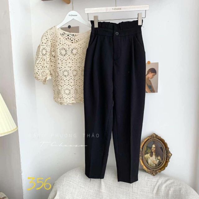 Quần baggy cạp cao xếp ly