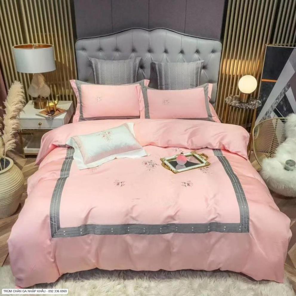 BỘ CHĂN GA GỐI LỤA TENCEL 60S THÊU TINH TẾ CAO CẤP
