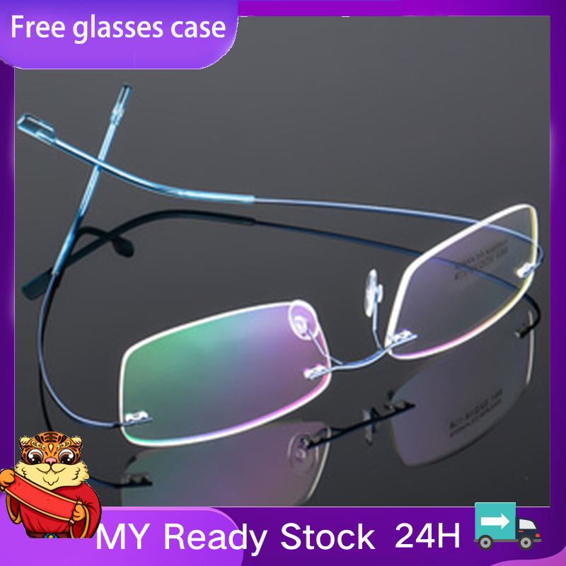 Giá bán 🔥Hộp đựng kính miễn phí🔥2022 New Ultralight Square Rimless Reading Glasses for Men Women FlexibleTitanium Metal Temples Business Presbyopia Eyewear +1.0~+4.0