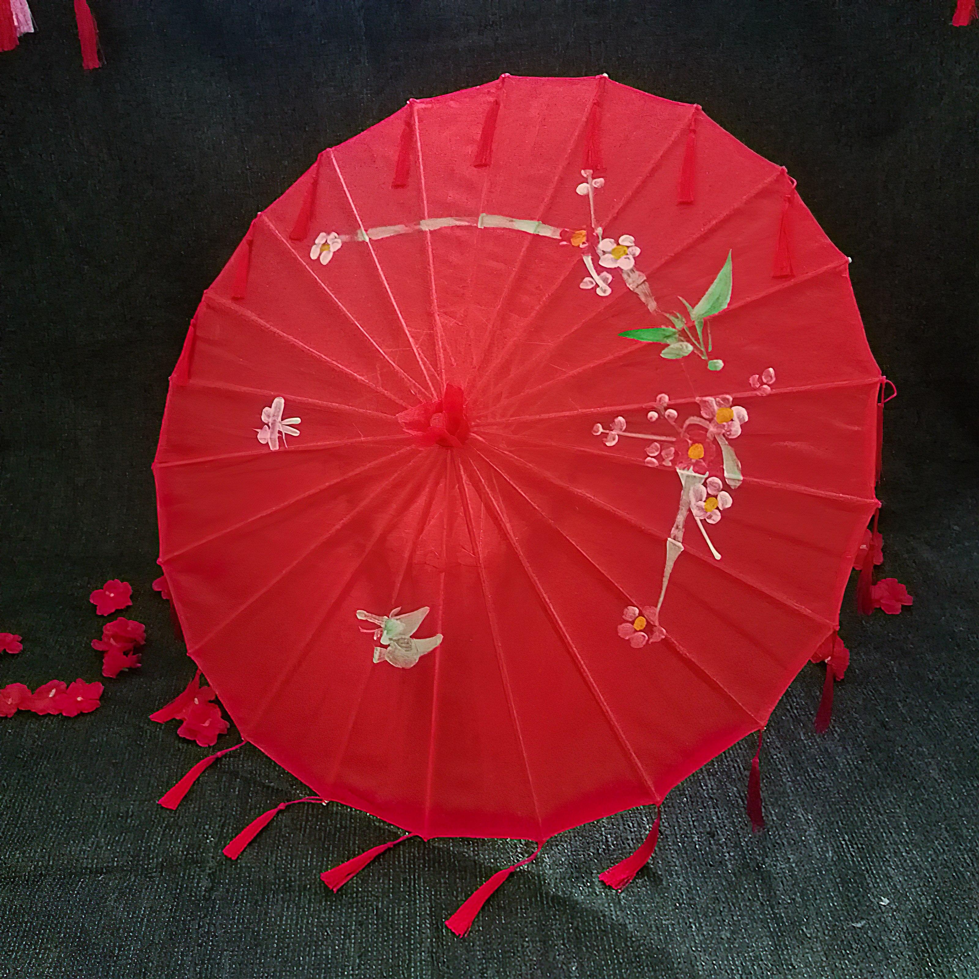 Ô dù múa Nhật Bản tua rua retro, Ô dù trang trí, biểu diễn, chụp ảnh phong cách Nhật Bản