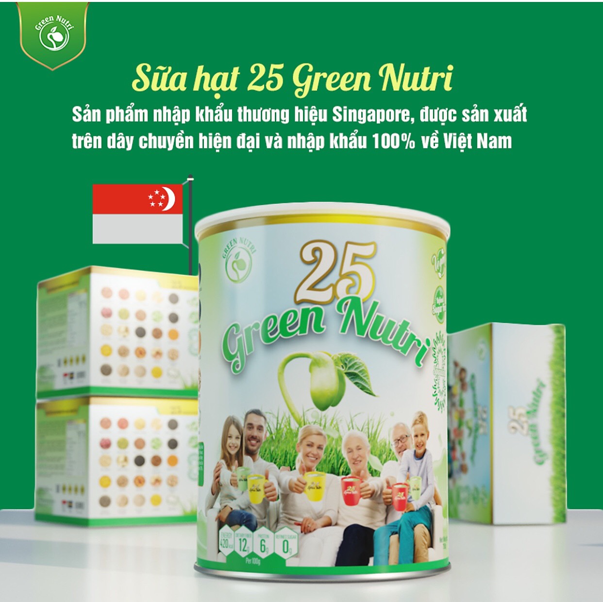 HCMBột ngũ cốc dinh dưỡng 25 Green Nutri lon 750 gr hàng nhập khẩu
