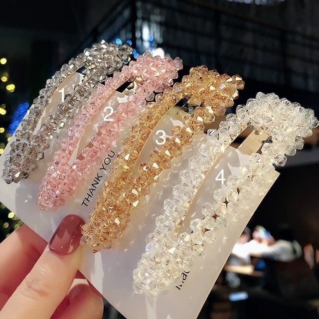 Kẹp mái tóc pha lê dáng dài phong cách Hàn Quốc