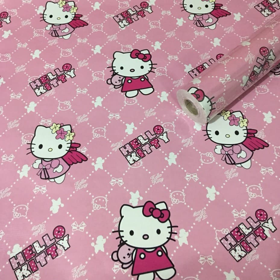 Giấy Dán Tường Kitty Hồng (Dài 10m, Rộng 45cm)