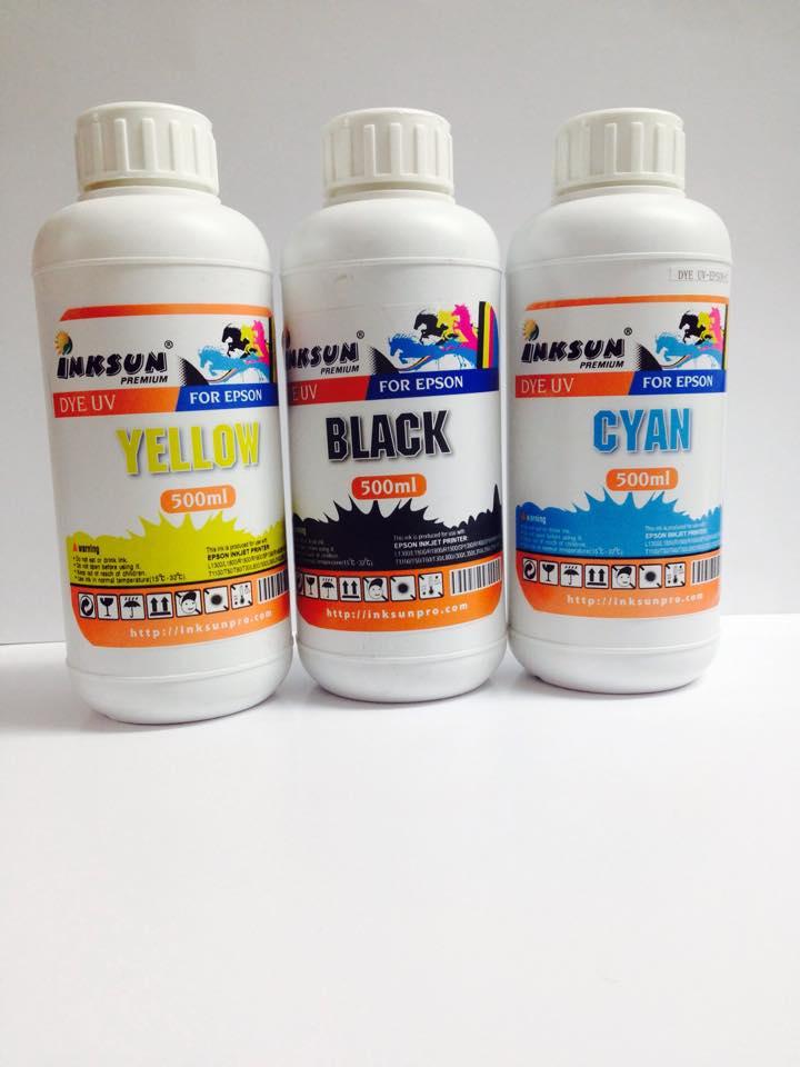 Mực Epson dye uv 500ml inksun bán lẻ màu Vàng