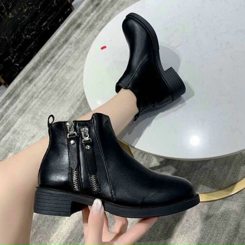 Giày bốt ❤❤Giày bốt cổ cao gót vuông 4p chuẩn