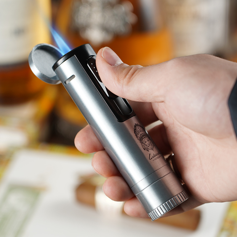 Newest style single flame cigar lighter with punch cigar cutter have good packing