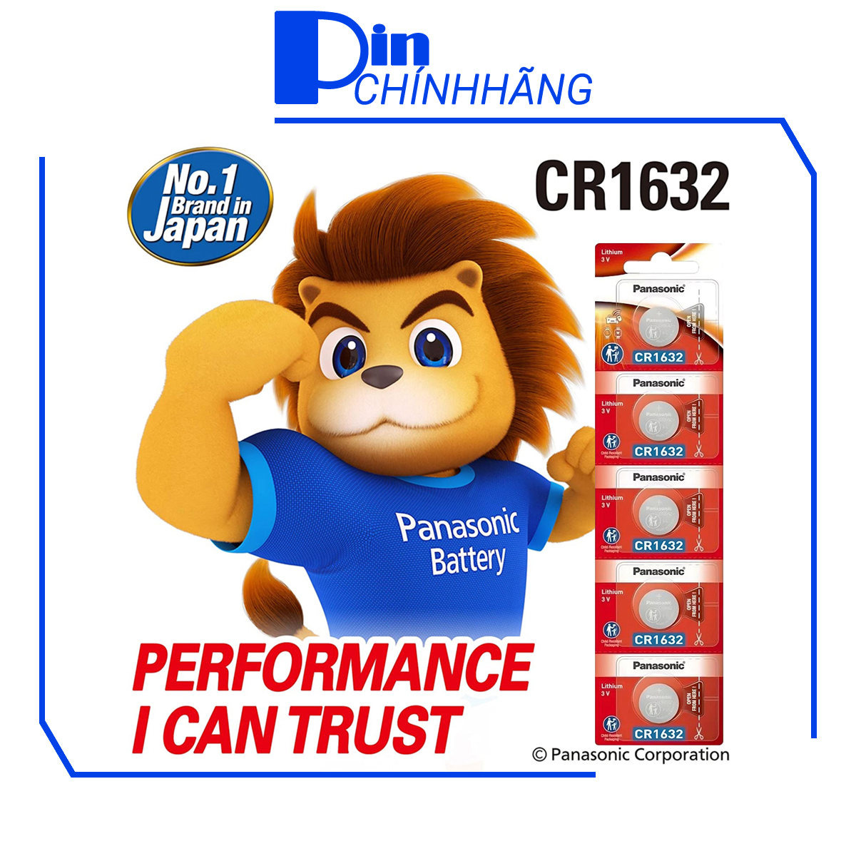 Vỉ 1 Pin Panasonic CR1632 Lithium 3V (Pin đồng hồ, remote, smartkey, v.v...)