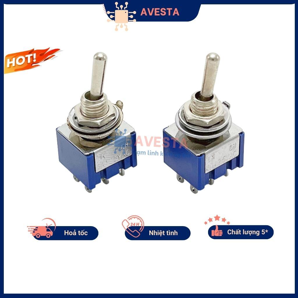 Công tắc gạt 6 chân mts-202 5a 125v xanh 2 chế độ on-on chính hãng avesta
