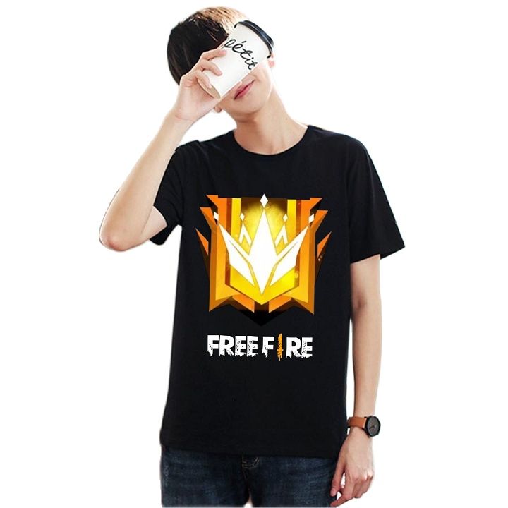 Áo Free Fire màu đen logo rank thách đấu