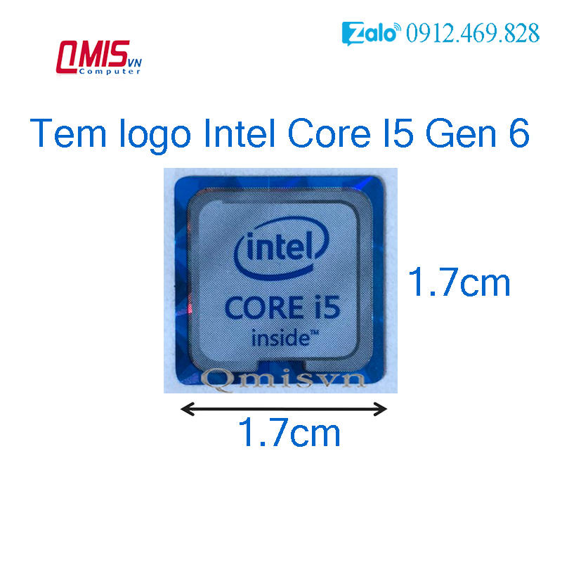 01 cái tem logo intel core i5 i7 thế hệ 6, gen 6 - tem cpu intel dán máy tính pc laptop - sticker