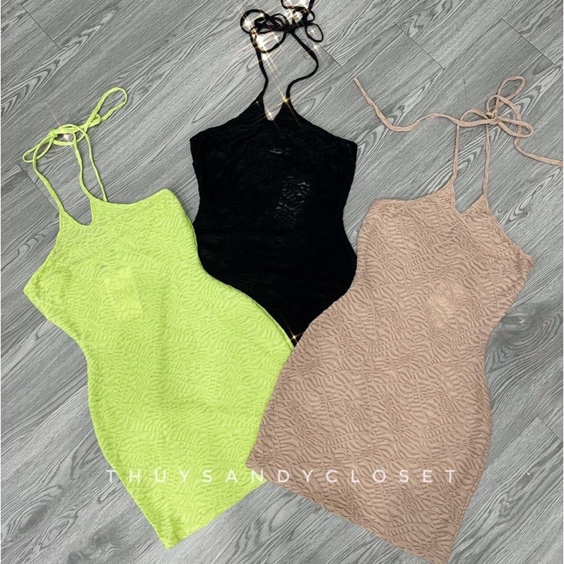Đầm body nữ kiểu xốp yếm hở lưng