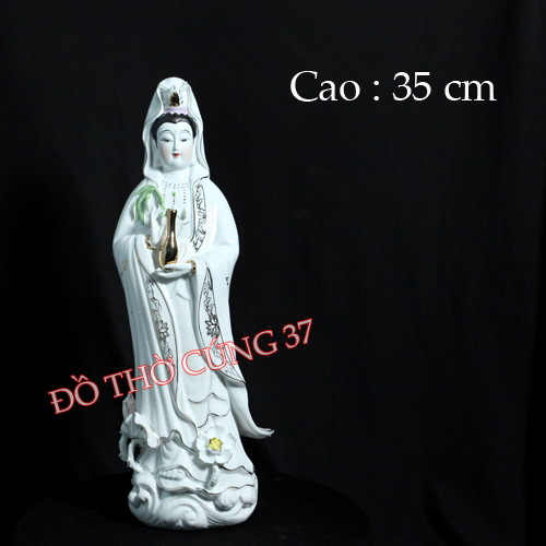 [ Cao 35cm , 40 cm ] TƯỢNG QUAN ÂM ĐỨNG ,  SỨ TRẮNG