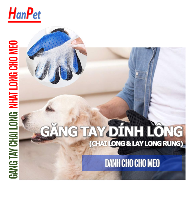 (1 chiếc) GĂNG TAY CHẢI LÔNG THÚ CƯNG (có thể bám dính lông chó mèo) chải lông và nhặt lông chó mèo