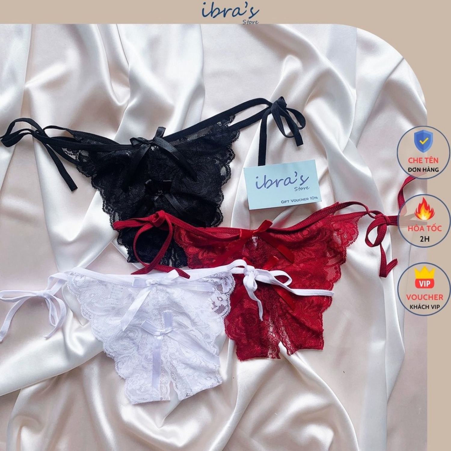 [Nhập mã LAZFASHION11 - giảm 15%, tối đa 40k/249k]-Quần Lót Ren Xẻ Đáy Cột Dây Sexy