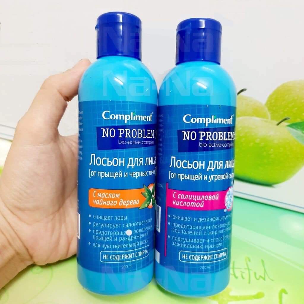 [Chính hãng - Có tem phụ] Combo sữa rửa mặt + toner Compliment No Problem giảm viêm, mụn tea tree 200ml - 200ml