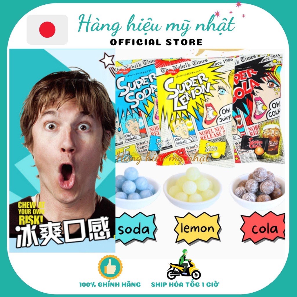 [HOT ĐỦ 3 VỊ] Kẹo siêu chua SUPER COLA /LEMON/COLA/ SUPER CANDY - Nhật Bản