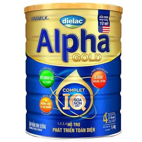 Sữa bột Dielac Alpha Gold IQ 4 1,4kg ( Mẫu mới sữa non cho trẻ từ 2- 6 tuổi)