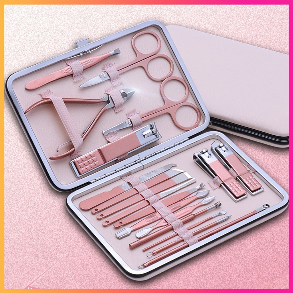 Bộ Bấm Móng 18 Món Đa Năng, Dụng Cụ Làm Nail Cao Cấp