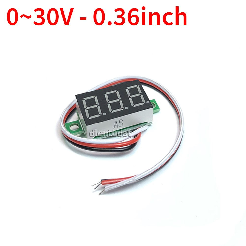 Đồng Hồ Vôn kế 3 dây 0~30V - 0.36inch - Red