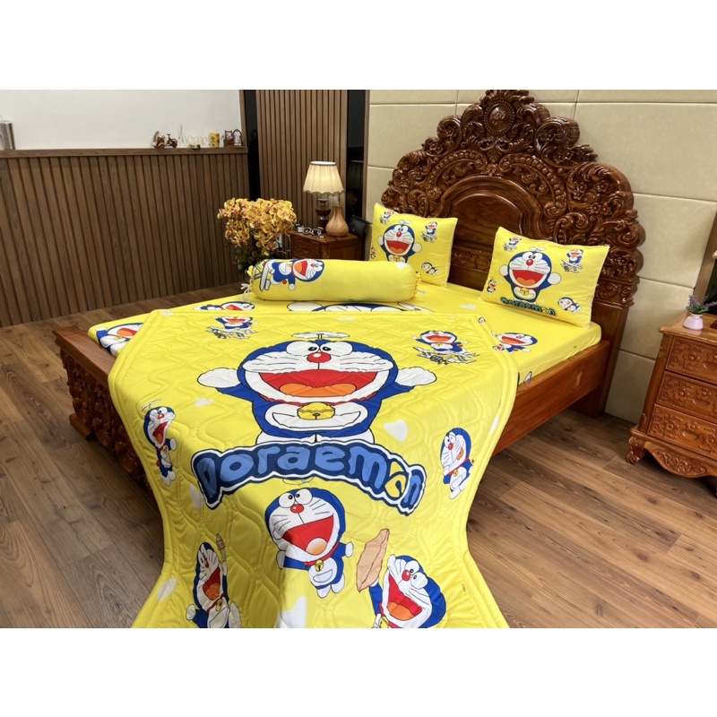 Drap Thun Lạnh 5D Cao Cấp mẫu Doremon