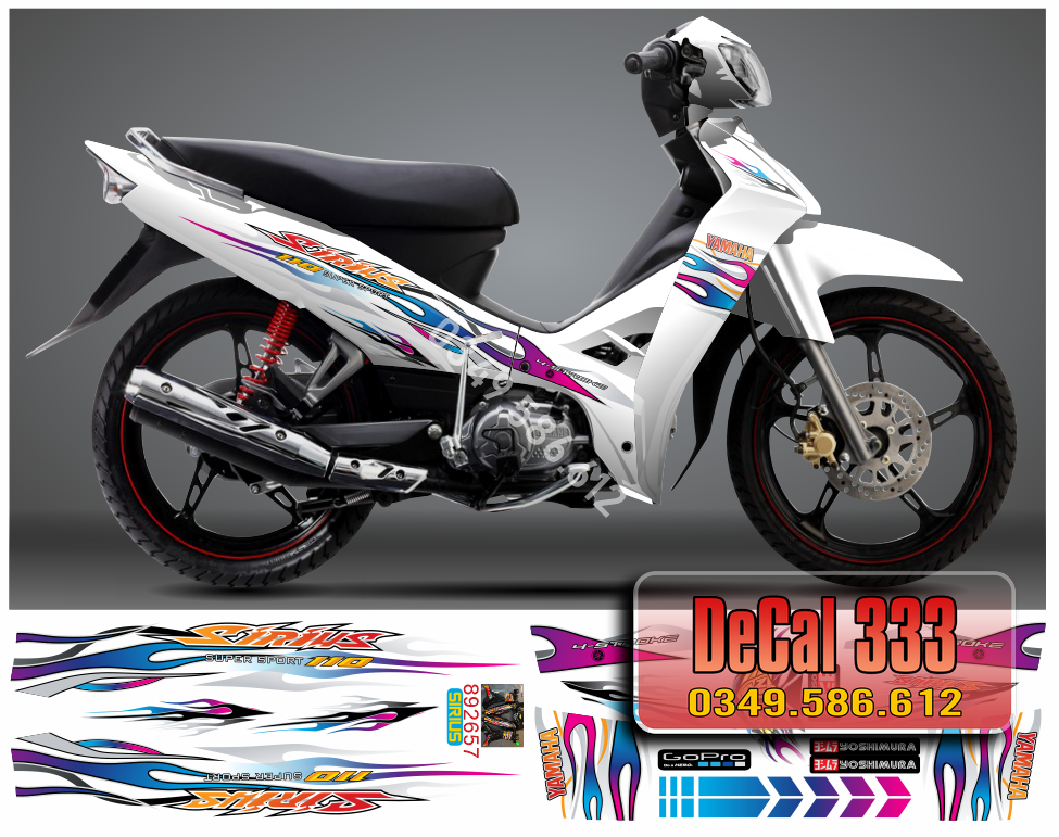 Tem Rời SIRIUS 110cc 50cc RC mẫu LỬA BỐC CHÁY 892657 - NHIỀU LỰA CHỌN MÀU (Sticker sirius)