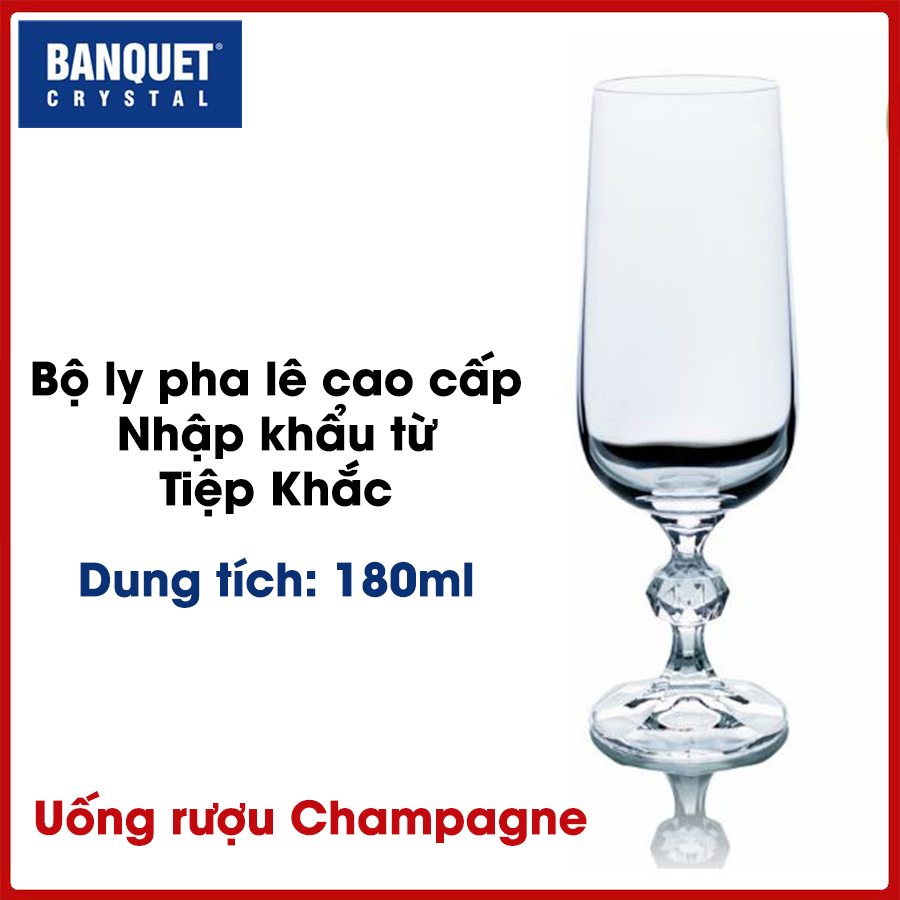 [HCM]Bộ 6 ly pha lê cao cấp Claudia dung tích 180ml (CLA180)