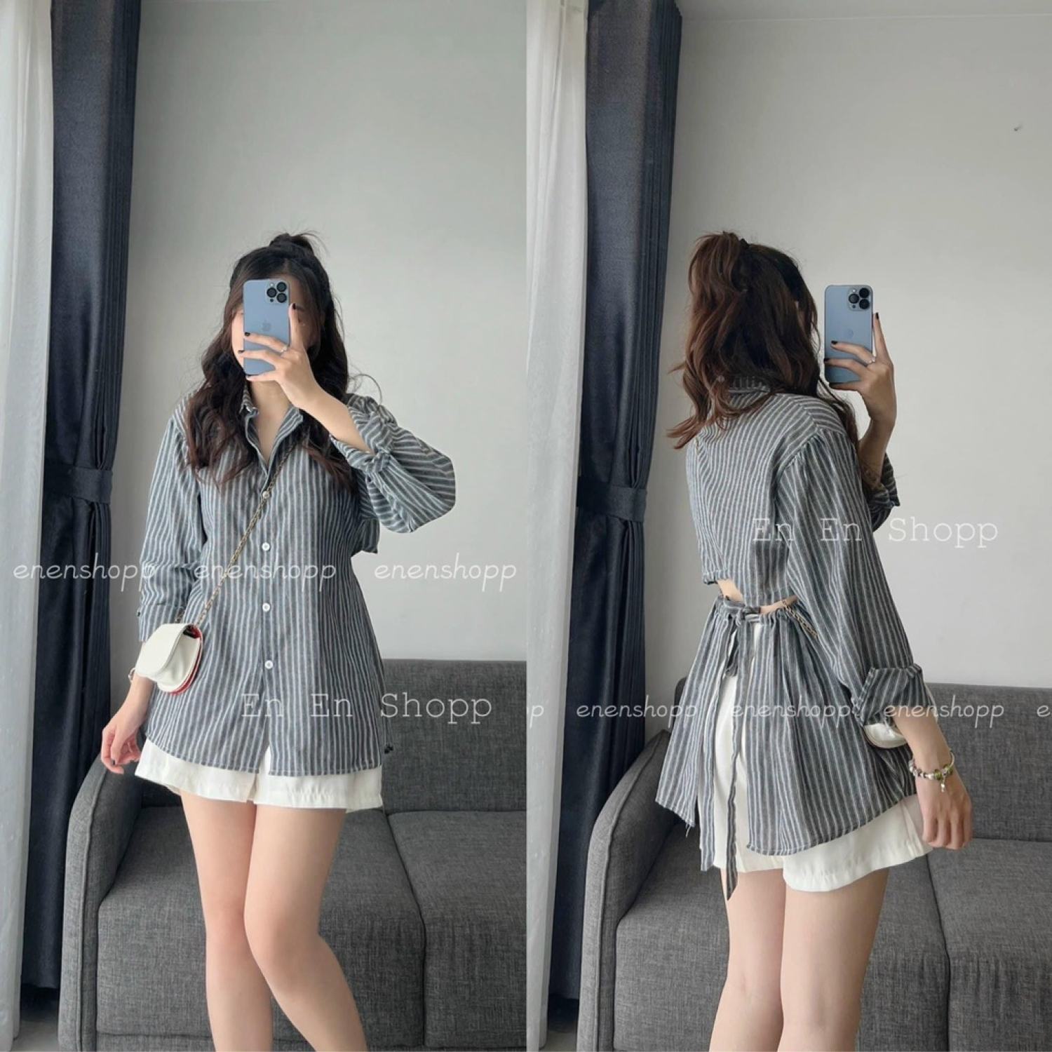Áo sơ mi cut out lưng cá tính