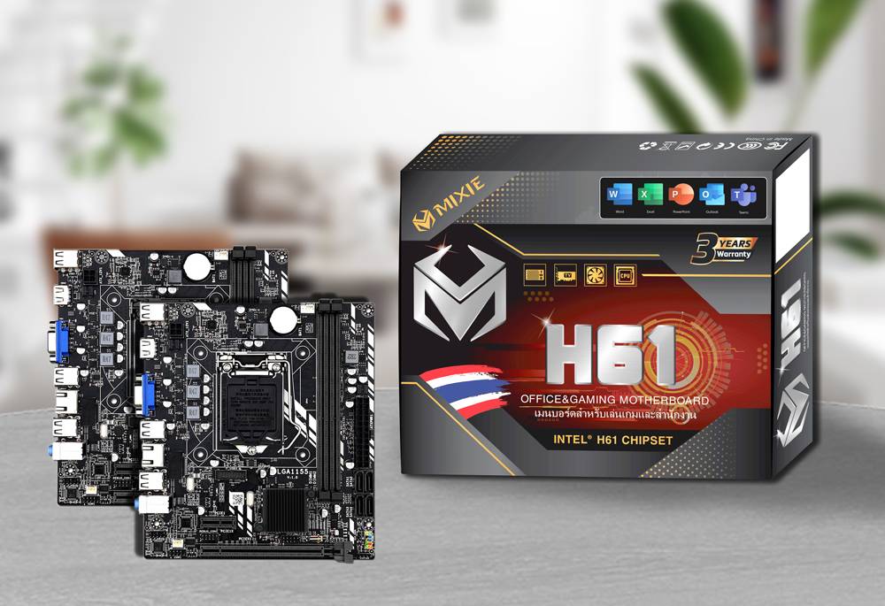 [ VI TÍNH VINH GAMING ] Mainboard H61 - MIXIE H61 Chính hãng (VGA, HDMI, LAN 100Mbps, 2 khe RAM DDR3)