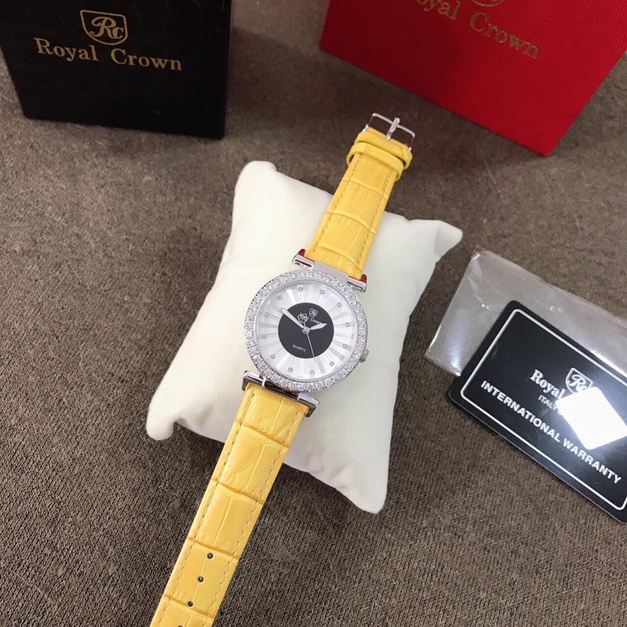 [HCM]Đồng Hồ Royal Crown Nữ 4611 Dây Da Vàng 36mm