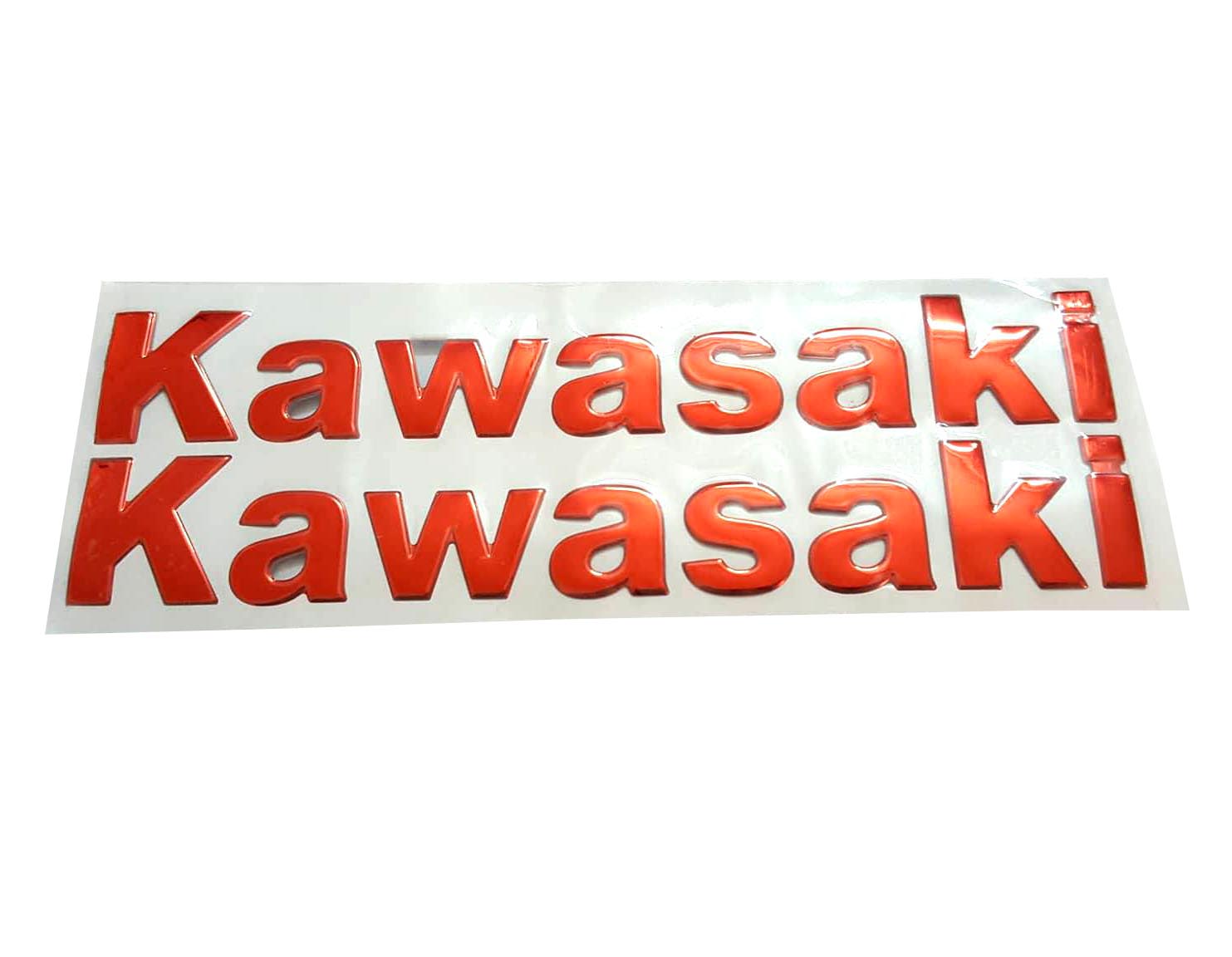 Bộ 2 miếng dán nổi chữ Kawasaki (Đỏ)