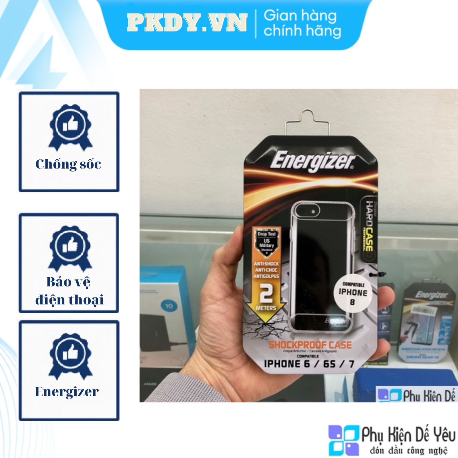 Ốp lưng Energizer chống sốc 2m cho iPhone SE 2020 - ENCOSPIP7BK