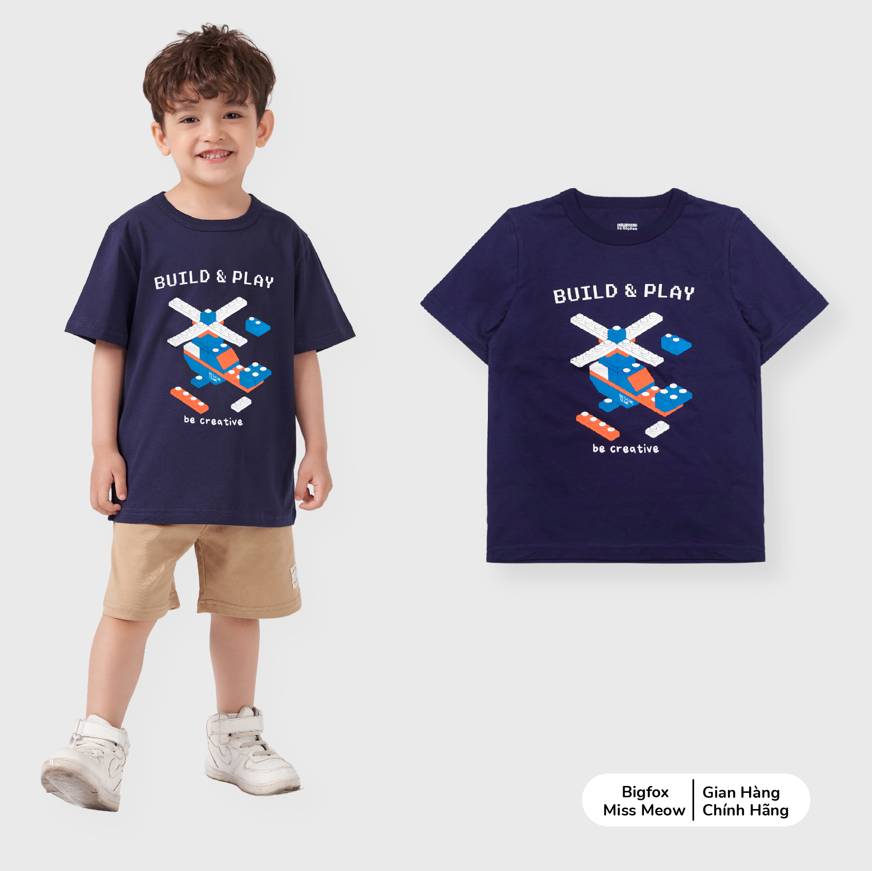 Áo bé trai BIGFOX - MISS MEOW size đại mặc nhà mùa hè vải cotton mềm mịn in hình ngộ nghĩnh cỡ trẻ em 3,4,5,6,7,8 tuổi QATE 01